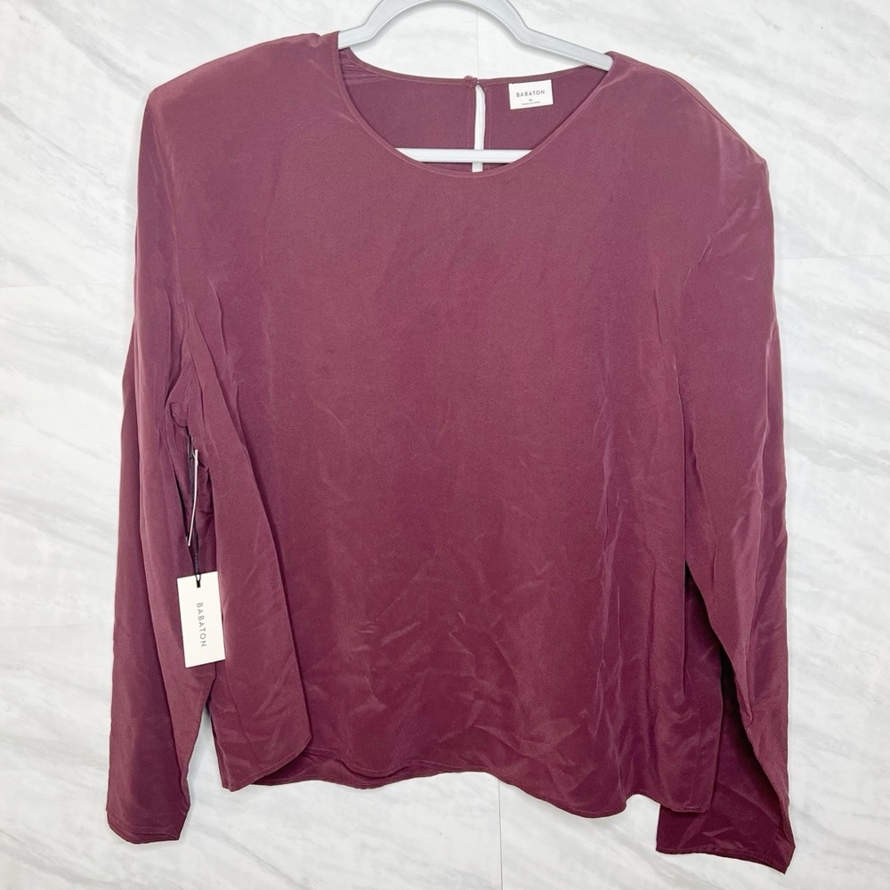 Babaton Silk Blend L/S Shoulder Pad Blouse XL